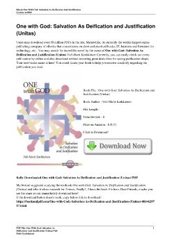 One with God: Salvation As Deification and Justification (Unitas)Veli-Matti Karkkainen