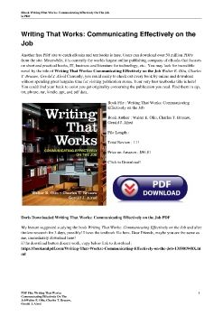 Writing That Works: Communicating Effectively on the JobWalter E. Oliu, Charles T. Brusaw, Gerald J. Alred