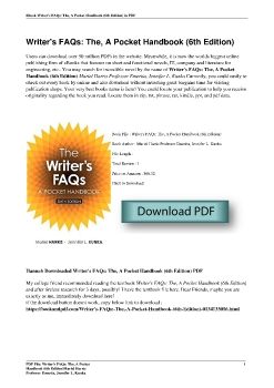 Writer's FAQs: The, A Pocket Handbook (6th Edition)Muriel Harris Professor Emerita, Jennifer L. Kunka