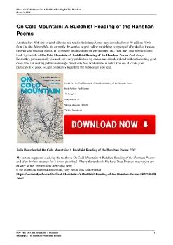 On Cold Mountain: A Buddhist Reading of the Hanshan PoemsPaul Rouzer