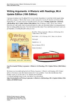 Writing Arguments: A Rhetoric with Readings, MLA Update Edition (10th Edition)John D. Ramage, John C. Bean, June Johnson