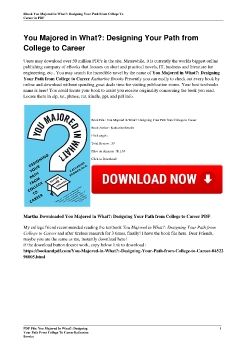 You Majored in What?: Designing Your Path from College to CareerKatharine Brooks