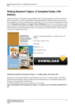Writing Research Papers: A Complete Guide (14th Edition)James D. Lester