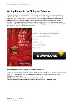 Writing Papers in the Biological SciencesVictoria E. McMillan