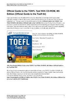 Official Guide to the TOEFL Test With CD-ROM, 4th Edition (Official Guide to the Toefl Ibt)Educational Testing Service