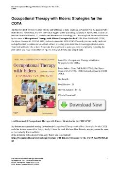Occupational Therapy with Elders: Strategies for the COTARene Padilla MS OTR/L, Sue Byers-Connon BA COTA/L ROH, Helene Lohman MA OTD OTR/L