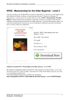 WP35 - Musicianship for the Older Beginner - Level 2James Bastien