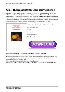 WP34 - Musicianship for the Older Beginner: Level 1James Bastien