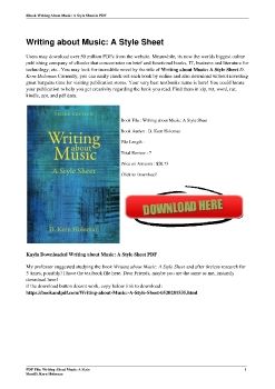 Writing about Music: A Style SheetD. Kern Holoman