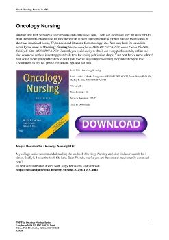 Oncology NursingMartha Langhorne MSN RN FNP AOCN, Janet Fulton PhD RN, Shirley E. Otto MSN CRNI AOCN