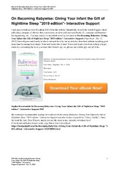 On Becoming Babywise: Giving Your Infant the Gift of Nighttime Sleep 