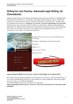 Writing for Law Practice: Advanced Legal Writing, 3d (Coursebook)Elizabeth Fajans, Mary Falk, Helene Shapo