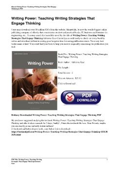 Writing Power: Teaching Writing Strategies That Engage ThinkingAdrienne Gear