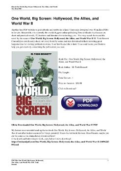 One World, Big Screen: Hollywood, the Allies, and World War IIM. Todd Bennett