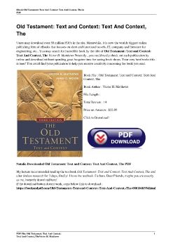 Old Testament: Text and Context: Text And Context, TheVictor H. Matthews
