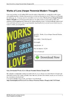 Works of Love (Harper Perennial Modern Thought)Soren Kierkegaard