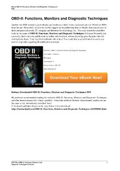 OBD-II: Functions, Monitors and Diagnostic TechniquesAl Santini