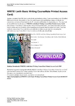 WRITE1 (with Basic Writing CourseMate Printed Access Card)Dave Kemper, Verne Meyer, John Van Rys, Patrick Sebranek