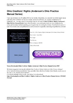 Ohio Creditors' Rights (Anderson's Ohio Practice Manual Series)James Botti