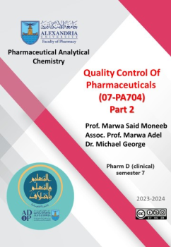 Quality control of pharmaceuticals (07-PA 704)