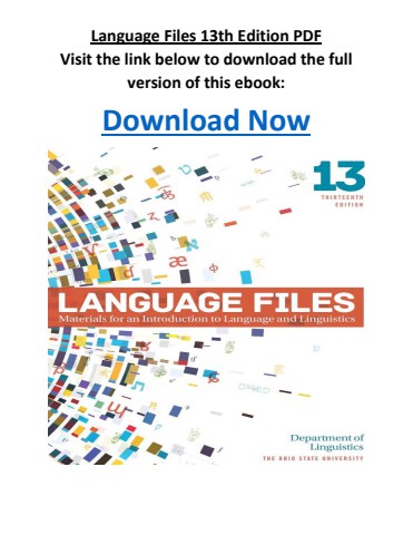 Language Files 13th Edition PDF