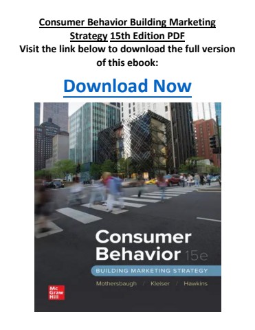Consumer Behavior Building Marketing Strategy 15th Edition PDF