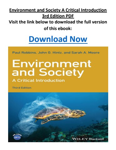 Environment and Society A Critical Introduction 3rd Edition PDF