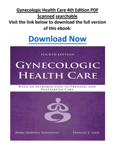 Gynecologic Health Care 4th Edition PDF Scanned searchable