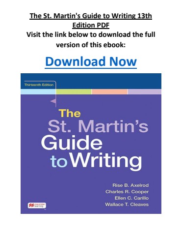 The St. Martin's Guide to Writing 13th Edition PDF
