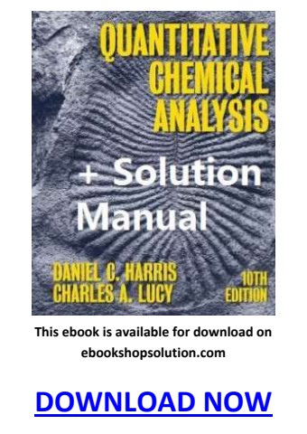 Quantitative Chemical Analysis 10th Edition PDF