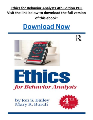 Ethics for Behavior Analysts 4th Edition PDF