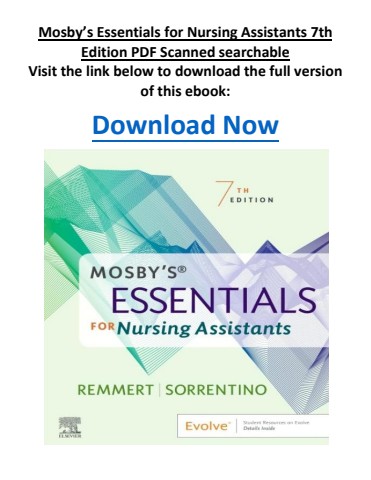 Mosby’s Essentials for Nursing Assistants 7th Edition PDF Scanned searchable