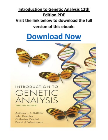 Introduction to Genetic Analysis 12th Edition PDF