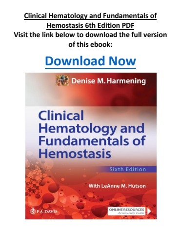 Clinical Hematology and Fundamentals of Hemostasis 6th Edition PDF