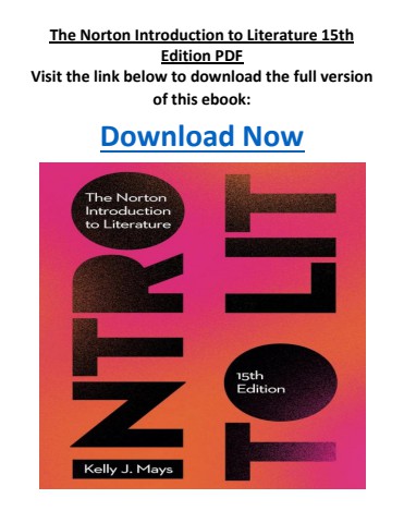 The Norton Introduction to Literature 15th Edition PDF