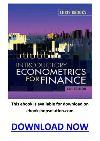 Introductory Econometrics for Finance 4th Edition PDF