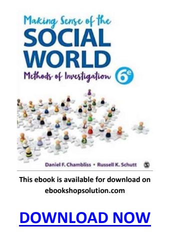 Making Sense of The Social World 6th Edition PDF