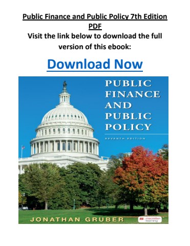 Public Finance and Public Policy 7th Edition PDF