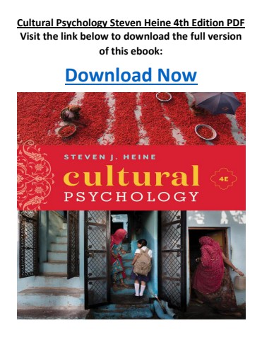 Cultural Psychology Steven Heine 4th Edition PDF