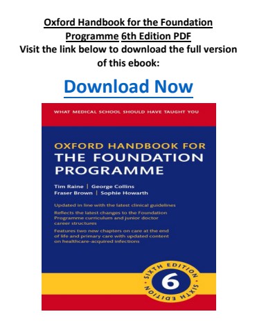 Oxford Handbook for the Foundation Programme 6th Edition PDF