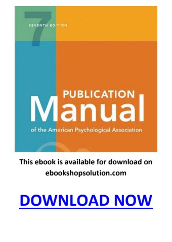 Publication Manual of the American Psychological Association 7th Edition PDF