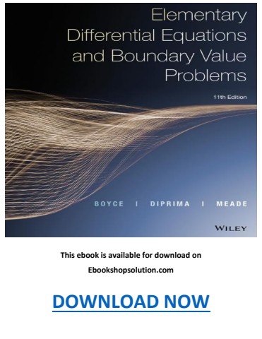 Elementary Differential Equations and Boundary Value Problems 11th Edition PDF