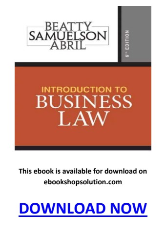 Introduction to Business Law 6th Edition pdf