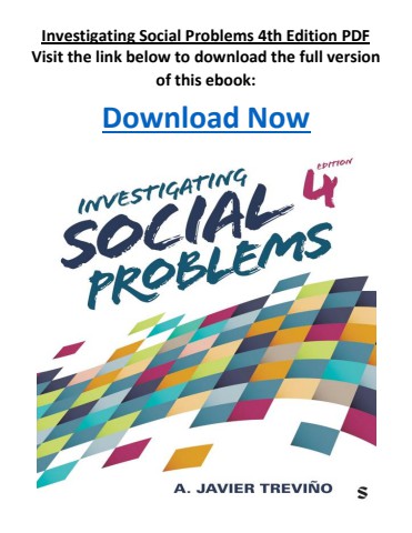 Investigating Social Problems 4th Edition PDF