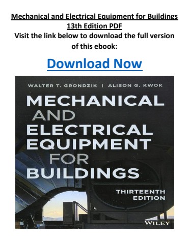 Mechanical and Electrical Equipment for Buildings 13th Edition PDF