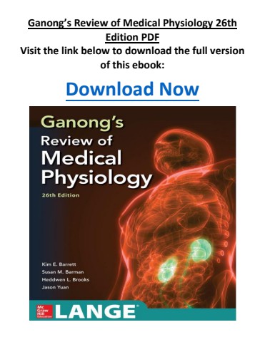 Ganong’s Review of Medical Physiology 26th Edition PDF