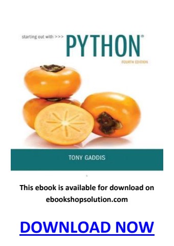 Starting Out with Python 4th Edition PDF