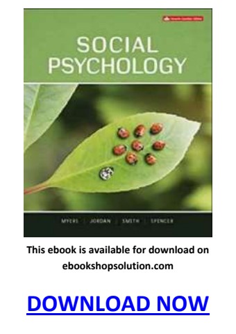 Social Psychology 7th Canadian Edition pdf