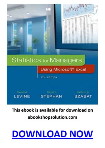 Statistics for Managers Using Microsoft Excel 8th Edition PDF