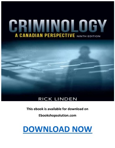 Criminology A Canadian Perspective 9th Edition PDF